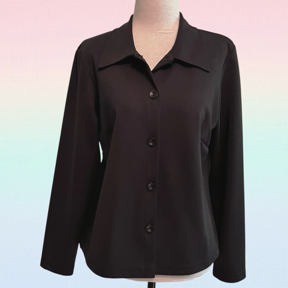 💦 Price Drop JKLA Women’s Black Shirt Jacket Size LP Lightweight Wrinkle Free